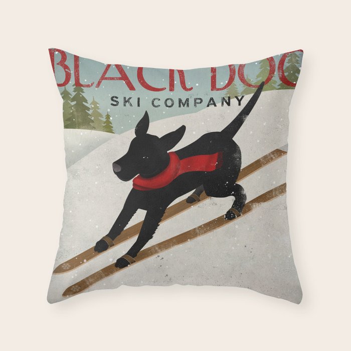 Black Dog Ski Co. Throw Pillow