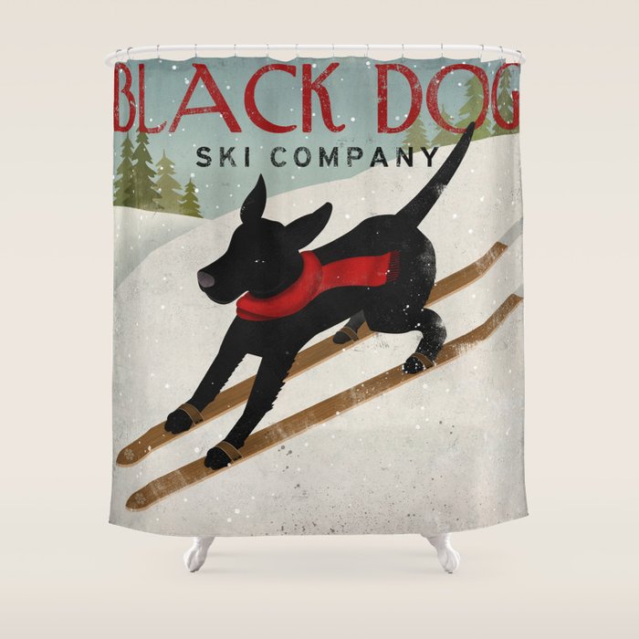 Black Dog Ski Co. Shower Curtain Gallery Image 1