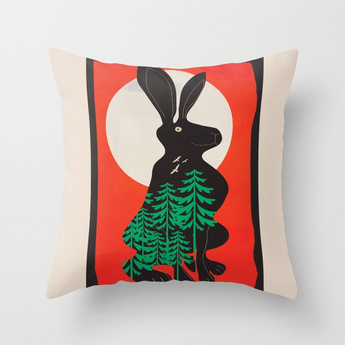Black Rabbit 3 Throw Pillow Gallery Image 6