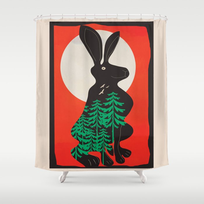 Black Rabbit 3 Shower Curtain Gallery Image 1