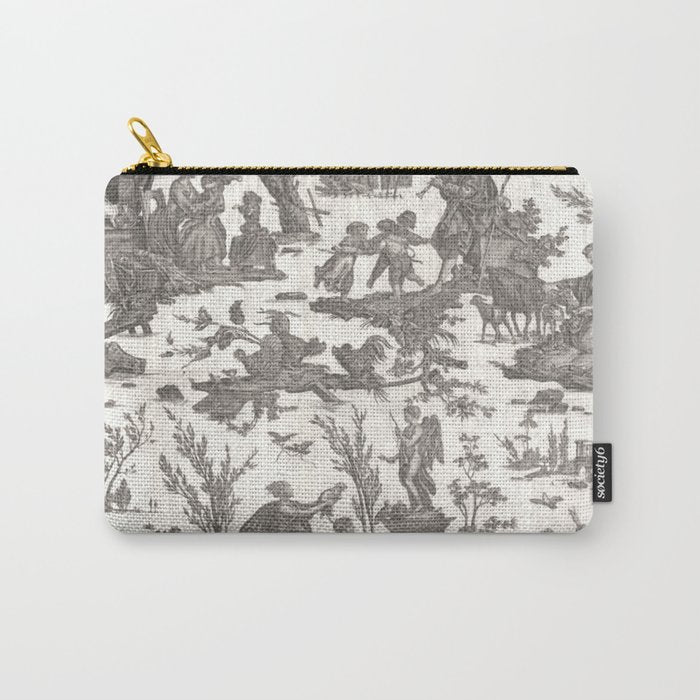 Antique 19th Century French Toile de Jouy Carry All Pouch Gallery Image 1