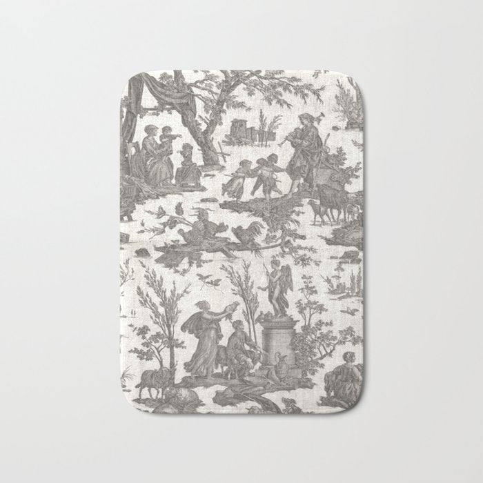 Antique 19th Century French Toile de Jouy Bath Mat Gallery Image 1