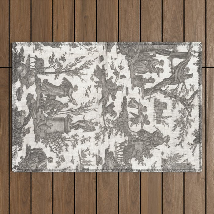 Antique 19th Century French Toile de Jouy Outdoor Rug Gallery Image 1