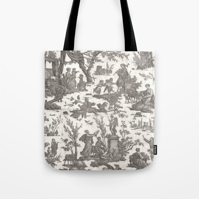 Antique 19th Century French Toile de Jouy Tote Bag Gallery Image 1