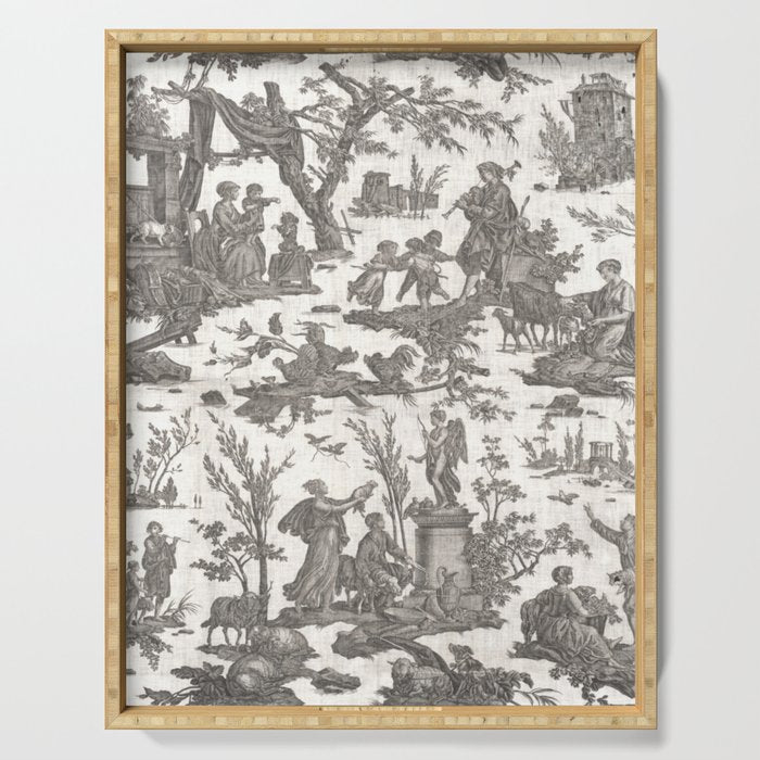 Antique 19th Century French Toile de Jouy Serving Tray Gallery Image 1