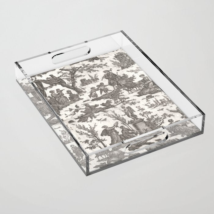 Antique 19th Century French Toile de Jouy Acrylic Tray Gallery Image 1