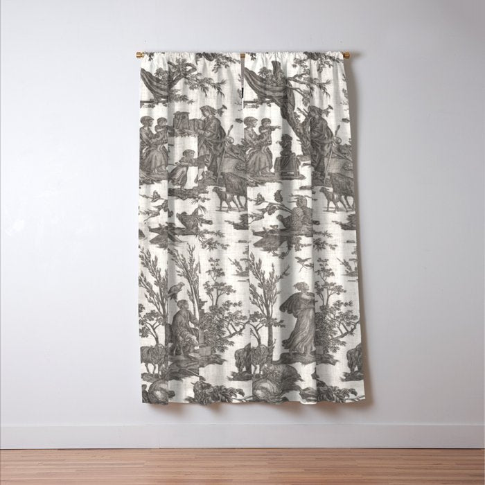 Antique 19th Century French Toile de Jouy Window Curtain Gallery Image 3