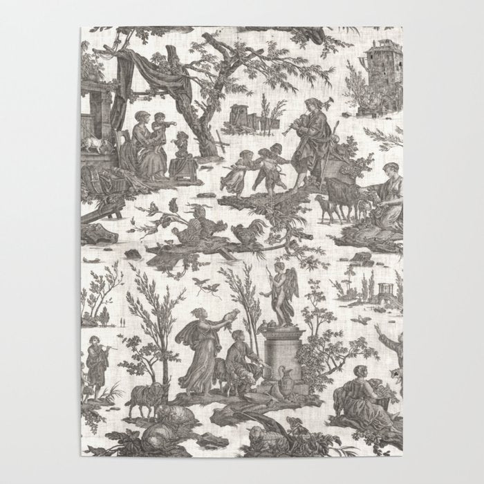 Antique 19th Century French Toile de Jouy Poster Gallery Image 4