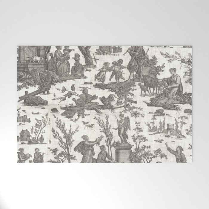 Antique 19th Century French Toile de Jouy Welcome Mat Gallery Image 1