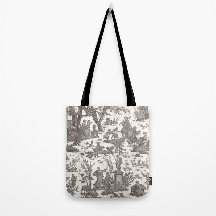 Antique 19th Century French Toile de Jouy Tote Bag Gallery Image 2