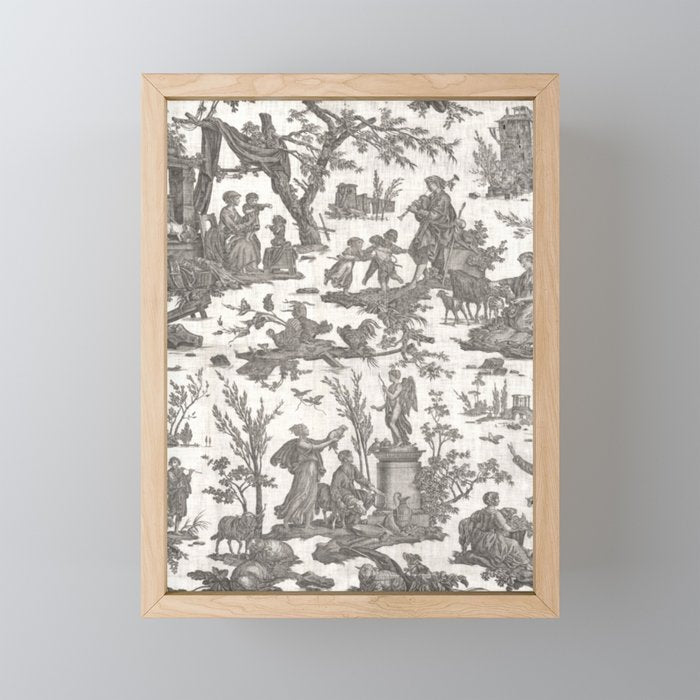 Antique 19th Century French Toile de Jouy Mini Art Print Gallery Image 1