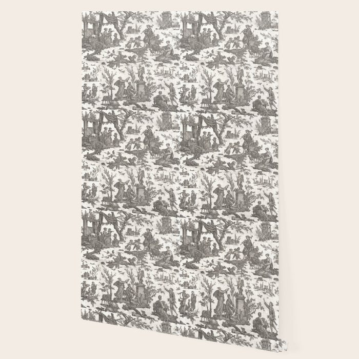 Antique 19th Century French Toile de Jouy Wallpaper Gallery Image 2