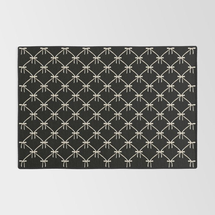 Bows & Ribbons Pattern XLVII Black and White Rug Gallery Image 2