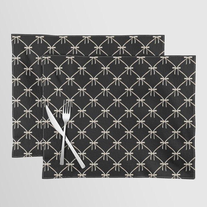 Bows & Ribbons Pattern XLVII Black and White Placemat Gallery Image 1