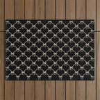 Bows & Ribbons Pattern XLVII Black and White Outdoor Rug Gallery Image 1