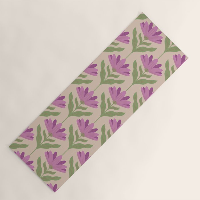 Violet Bloom - Bold Botanical Floral Pattern Yoga Mat Gallery Image 1