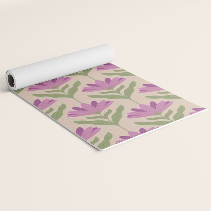 Violet Bloom - Bold Botanical Floral Pattern Yoga Mat Gallery Image 2
