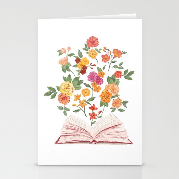 Open book blossom - Orange & pink Stationery Card Gallery Image 2
