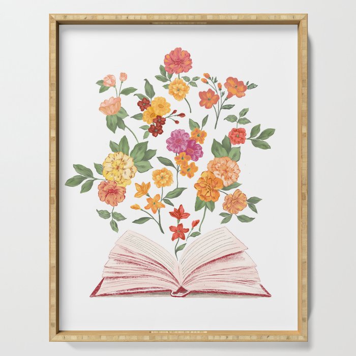 Open book blossom - Orange & pink Serving Tray Gallery Image 1