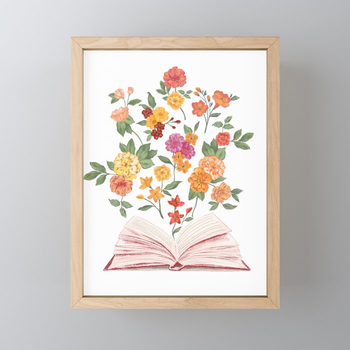 Open book blossom - Orange & pink Mini Art Print Gallery Image 1
