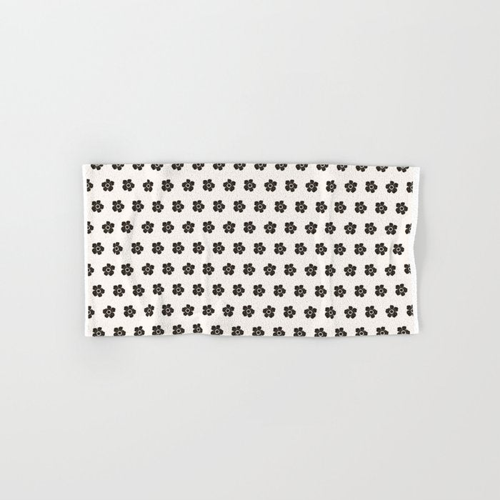 Abstract Black Floral Pattern Bath Towel Gallery Image 1