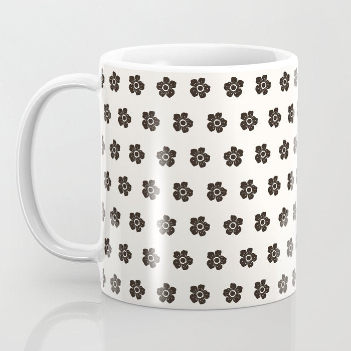 Abstract Black Floral Pattern Coffee Mug Gallery Image 3