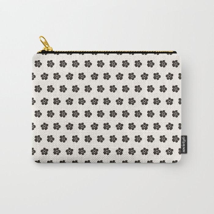 Abstract Black Floral Pattern Carry All Pouch Gallery Image 1