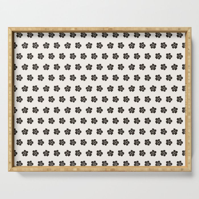 Abstract Black Floral Pattern Serving Tray Gallery Image 1