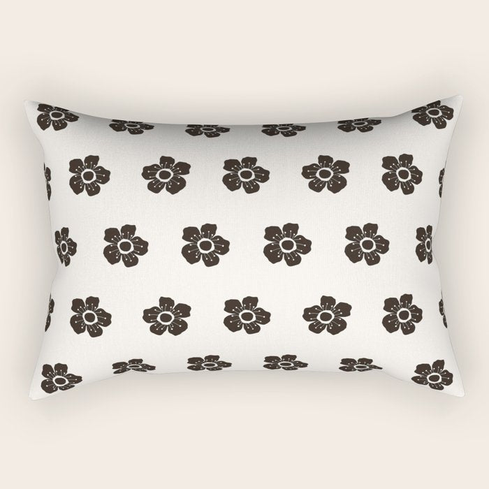 Abstract Black Floral Pattern Rectangular Pillow Gallery Image 1