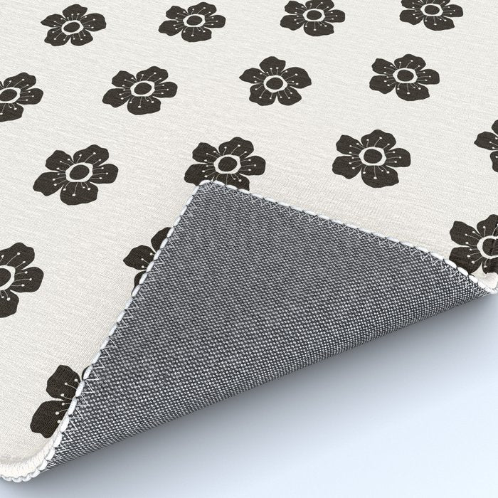 Abstract Black Floral Pattern Rug Gallery Image 4