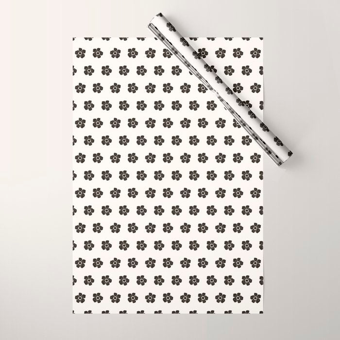 Abstract Black Floral Pattern Wrapping Paper Gallery Image 1
