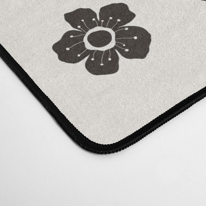 Abstract Black Floral Pattern Desk Mat Gallery Image 4
