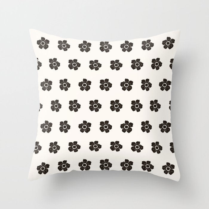 Abstract Black Floral Pattern Throw Pillow Gallery Image 6