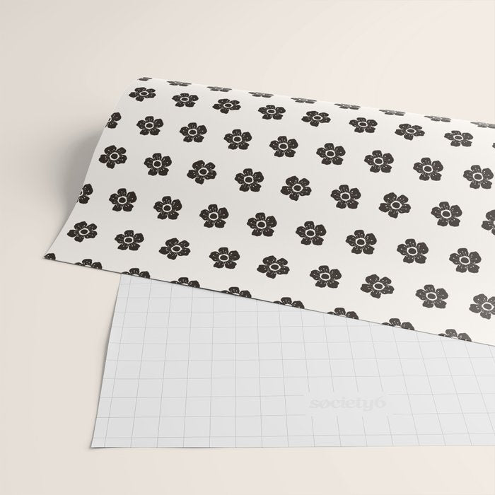 Abstract Black Floral Pattern Wrapping Paper Gallery Image 2