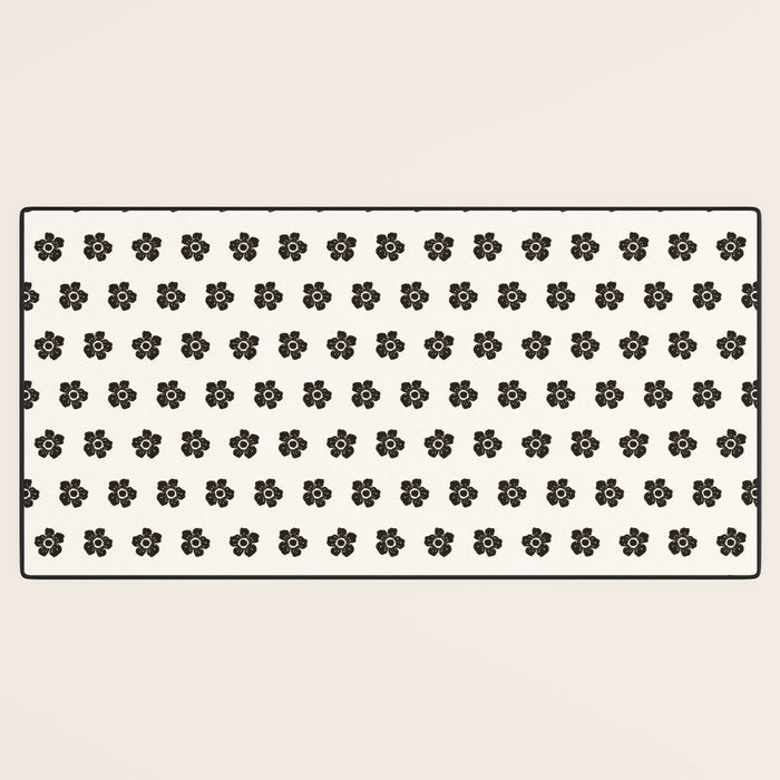 Abstract Black Floral Pattern Desk Mat Gallery Image 3