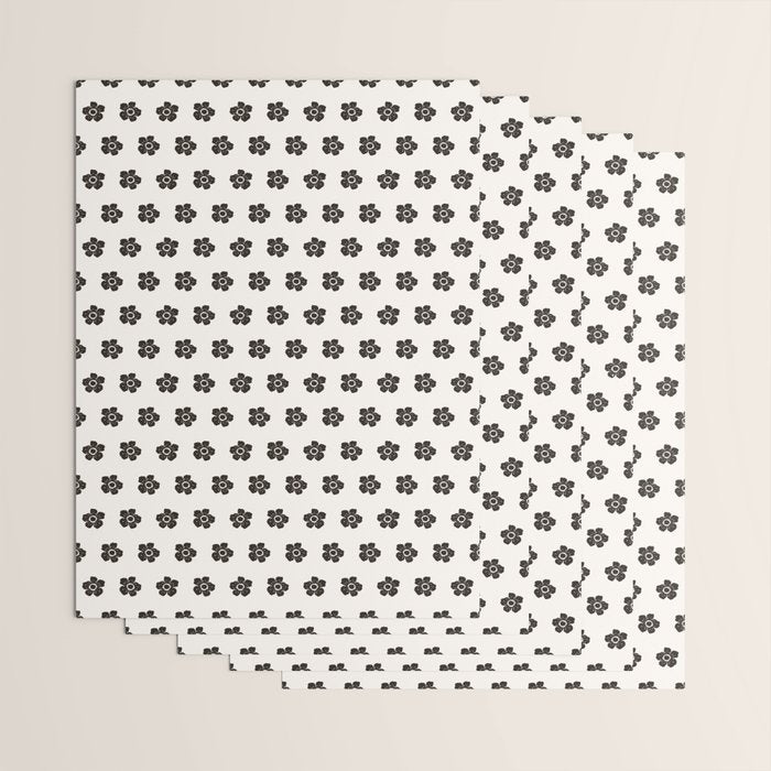 Abstract Black Floral Pattern Wrapping Paper Gallery Image 3