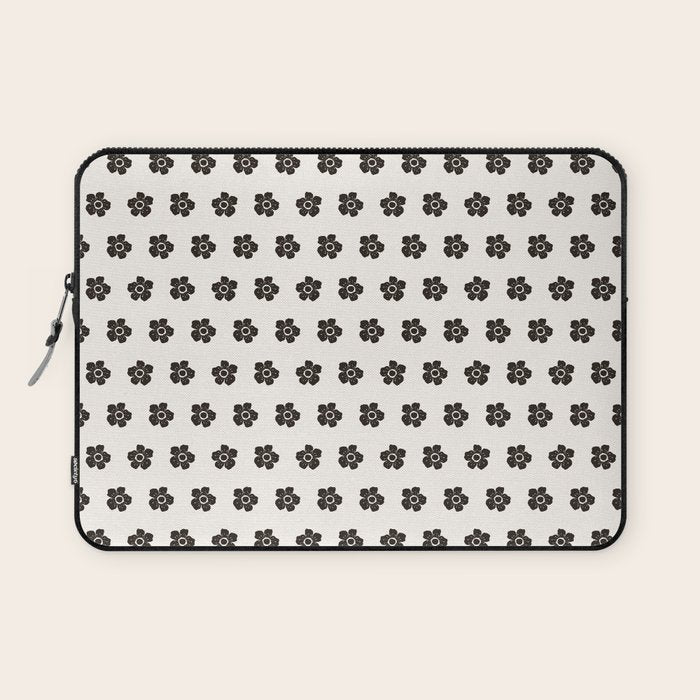 Abstract Black Floral Pattern Laptop Sleeve Gallery Image 1