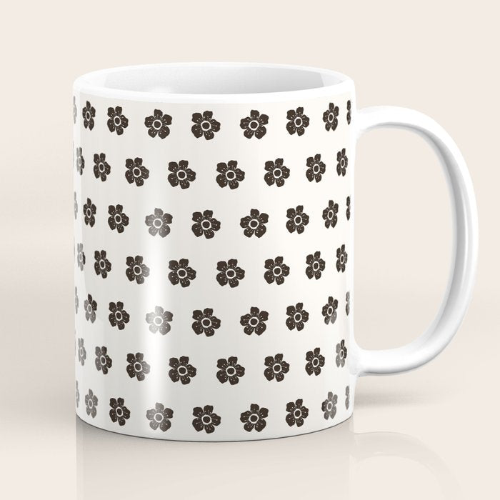 Abstract Black Floral Pattern Coffee Mug Gallery Image 1