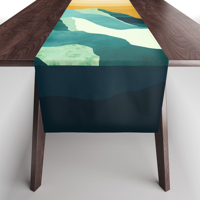 Retro Mountain Sunset Table Runner Gallery Image 1