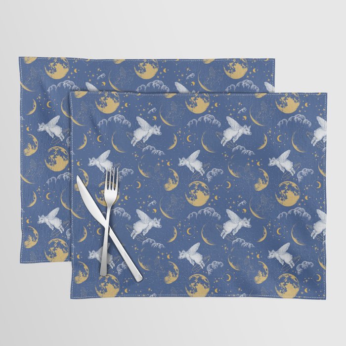Celestial Pigs lunar blue Placemat Gallery Image 1