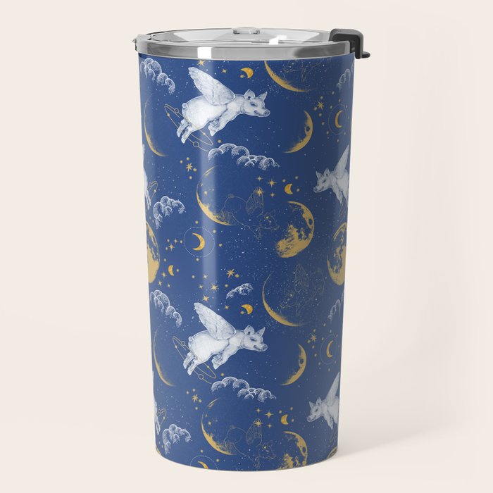 Celestial Pigs lunar blue Travel Mug Gallery Image 2