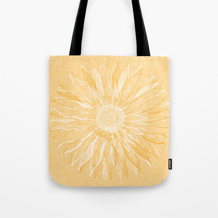 Mandala, Sunflower Prints, Yellow Tote Bag Gallery Image 1