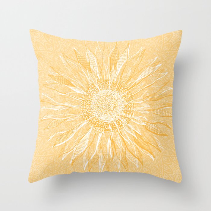 Mandala, Sunflower Prints, Yellow Throw Pillow Gallery Image 6
