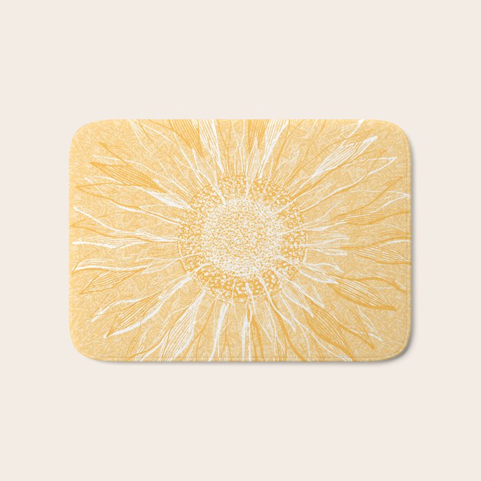 Mandala, Sunflower Prints, Yellow Bath Mat Gallery Image 1