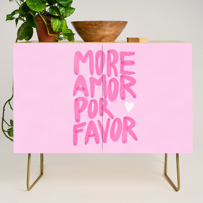 Pink Maximalist Quote - More Amor Credenza Gallery Image 1