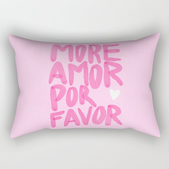 Pink Maximalist Quote - More Amor Rectangular Pillow Gallery Image 1