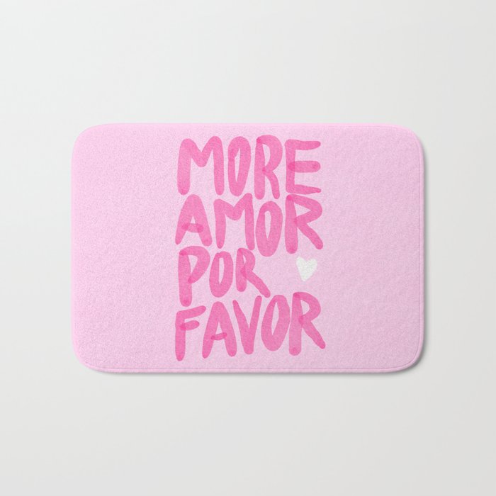 Pink Maximalist Quote - More Amor Bath Mat Gallery Image 1