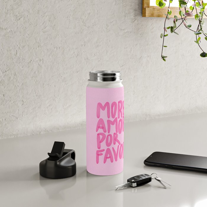 Pink Maximalist Quote - More Amor Water Bottle Gallery Image 4