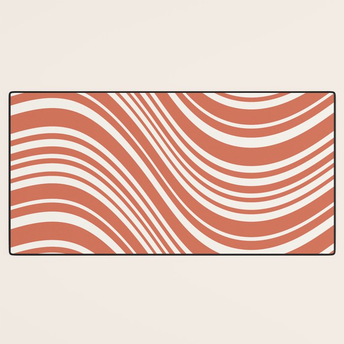 Wavy Stripes XLVII - Brick Red Desk Mat Gallery Image 3