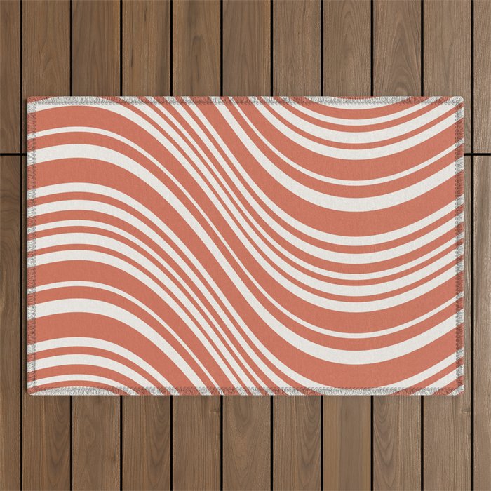 Wavy Stripes XLVII - Brick Red Outdoor Rug Gallery Image 1